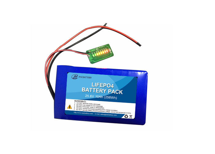 Custom 25.6V 10Ah 1S10P LiFePO4 Solar Street Light Battery with LED Fuel Gauge